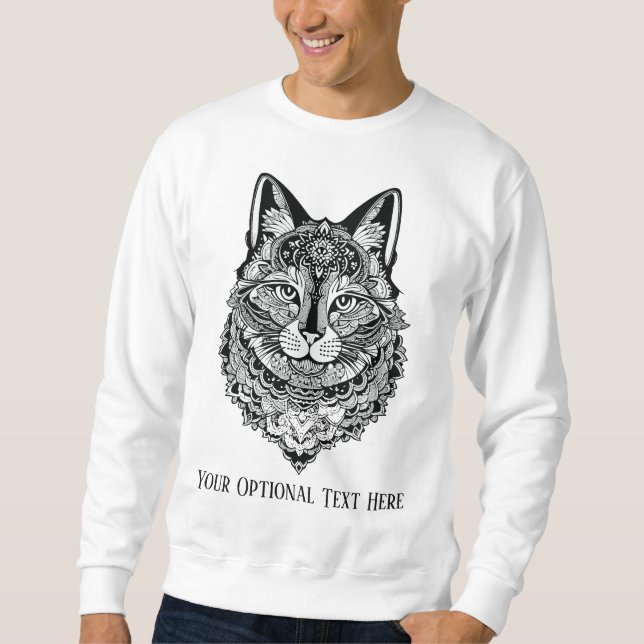 Custom Text Ornamental Cat Sweatshirt (Front)