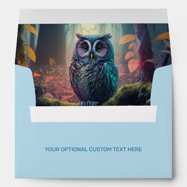 Custom Text Owl Forest Envelope (Back (Bottom))