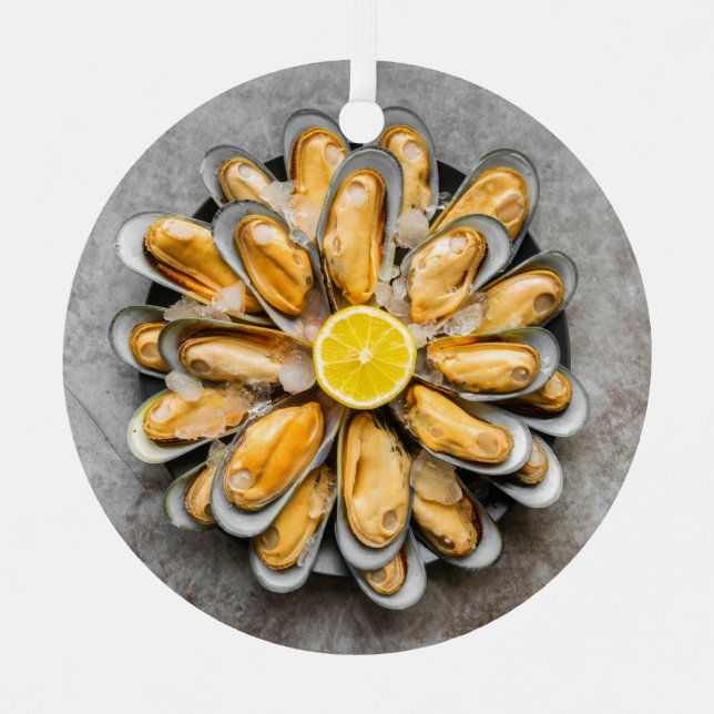 Custom Text Oyster Platter Metal Tree Decoration (Front)