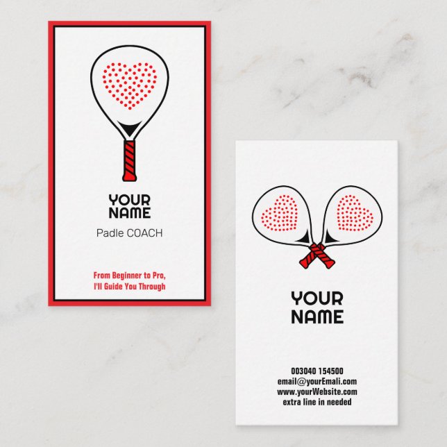 🎾Custom text,  Padel Coach Business Card (Front/Back)