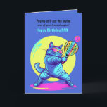 Custom text, padel Knee’d for Speed (and Cake) Card<br><div class="desc">This hilarious padel-themed birthday card features a stylish cat rocking sunglasses and smashing it on the court like a total legend. It’s perfect for padel lovers who may be feeling the years in their knees but still serve major birthday energy. The front text reads “You’ve still got the swing even...</div>