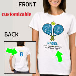 🎾Custom text, Padel Passion Tee<br><div class="desc">Introducing the Padel Passion Tee – "Where the Fun Gets Bigger as the Court Gets Smaller!" This lighthearted, customisable T-shirt is the ultimate wear for padel lovers who know how to enjoy the game! The front design features two crossed padel rackets, forming a heart shape, with a vibrant padel ball...</div>