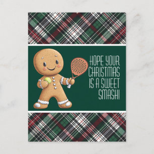 🎾🎄Custom text,  Padel Powered Christmas Postcard