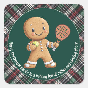 🎾🎄Custom text,  Padel Powered Christmas Square Sticker