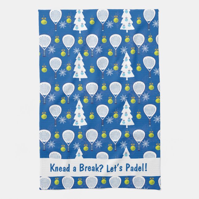 🎾🎄Custom text Padel Smashing Christmas Tea Towel (Vertical)