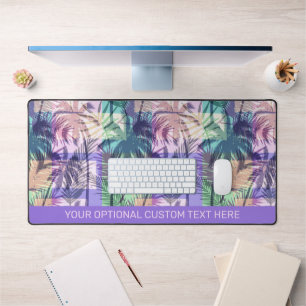 Custom Text Palm Trees Pattern Desk Mat