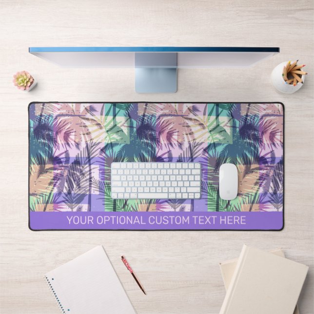 Custom Text Palm Trees Pattern Desk Mat (Office 1)