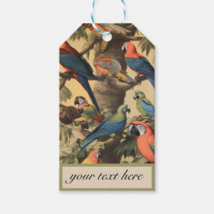 Custom Text Parrot Canopy Vintage Botanical Luxe Gift Tags