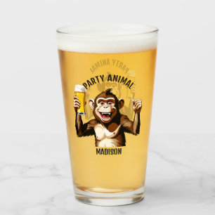 Custom Text Party Animal Glass