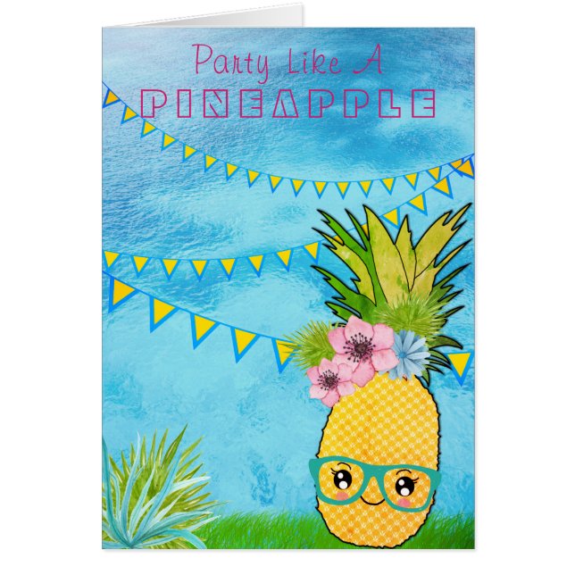 Custom Text / Party Pineapple Kawaii Summer Beach (Front)