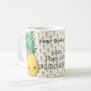 Custom Text / Party Pineapple Kawaii Summer Coffee Mug