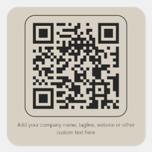 Custom Text Pastel Creamy Vanilla QR Code Product Square Sticker