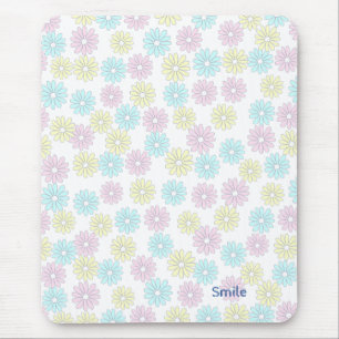 Custom Text Pastel Flowers Mouse Mat