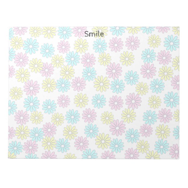 Custom Text Pastel Flowers Notepad (Front)