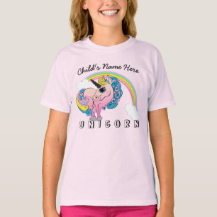 Custom Text/ Pastel Unicorn Pretty Rainbow Clouds T-Shirt
