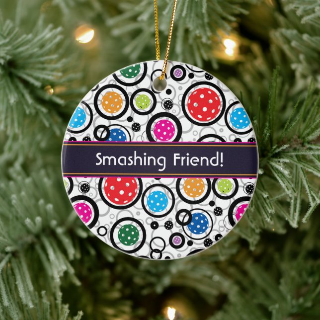 Custom text Pattern with Pickleballs   Ceramic Tree Decoration (Tree)