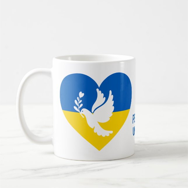 Custom Text Peace to Ukraine Coffee Mug (Left)