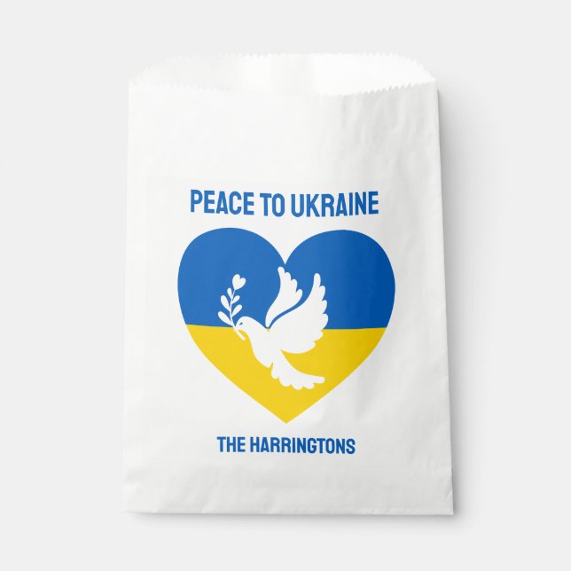 Custom Text Peace to Ukraine Favour Bags (Front)