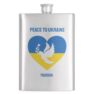 Custom Text Peace to Ukraine Hip Flask
