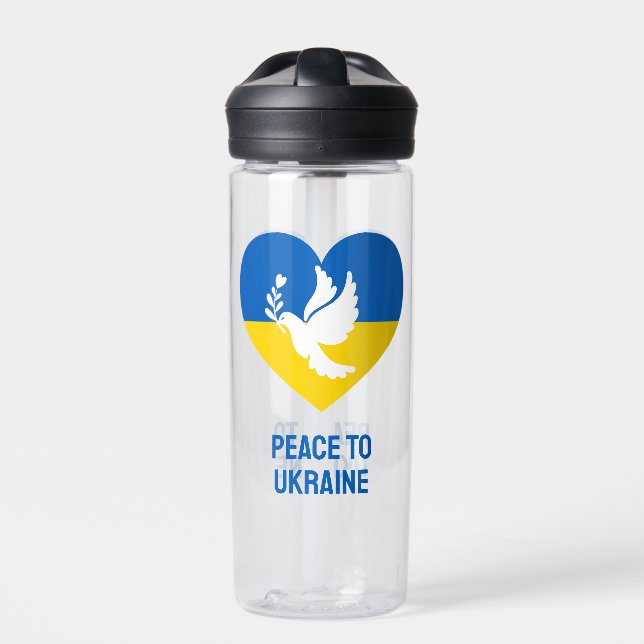 Custom Text Peace to Ukraine Water Bottle (Front)
