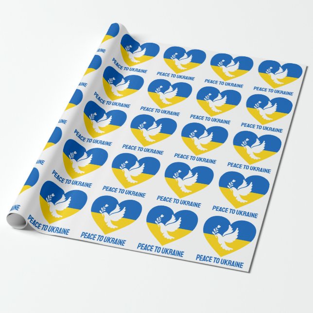 Custom Text Peace to Ukraine Wrapping Paper (Unrolled)