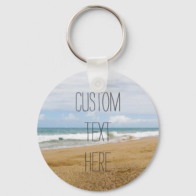 Custom Text | Peaceful Beach Key Ring (Front)