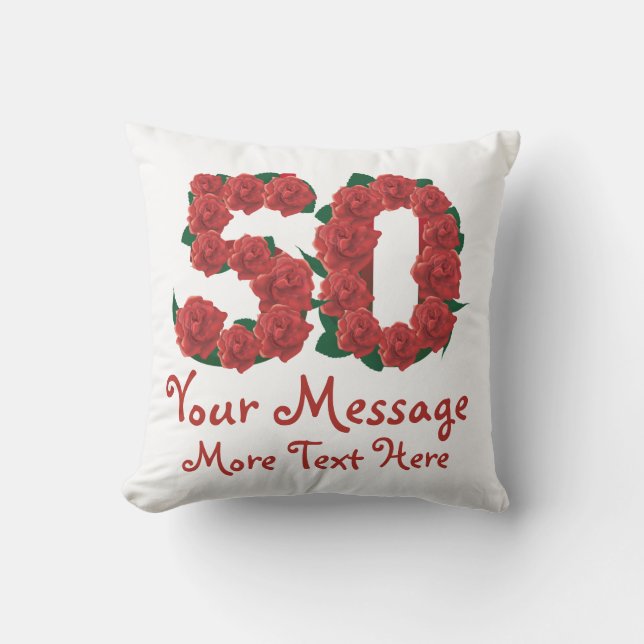 Custom text personalised 50th birthday 50 Pillow (Front)