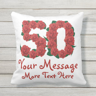 Custom text personalised 50th birthday 50 Pillow
