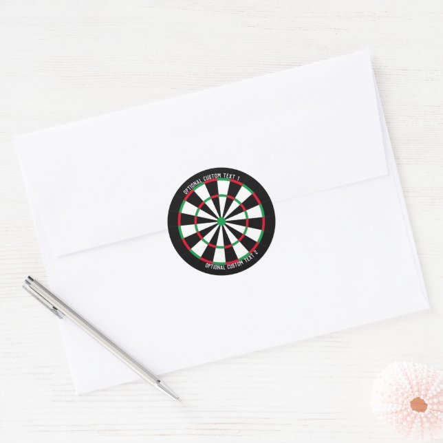 Custom Text Personalised Classic Dart Board Classic Round Sticker (Envelope)