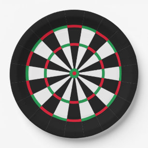Custom Text Personalised Dart Board Red & Green Paper Plate