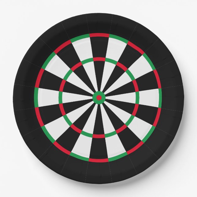 Custom Text Personalised Dart Board | Red & Green Paper Plate (Front)