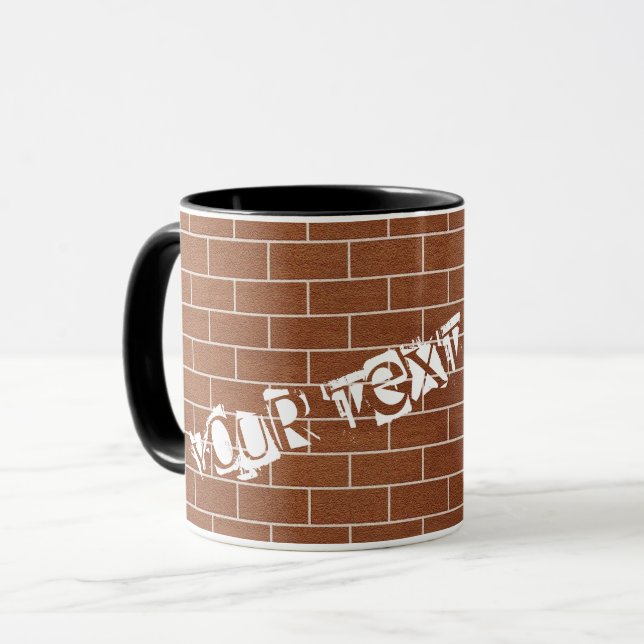 Custom Text Personalised Mug Brick Wall Brown (Front Left)