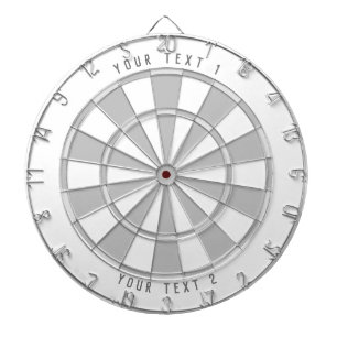 Custom Text Personalized Grayscale White & Gray Dartboard