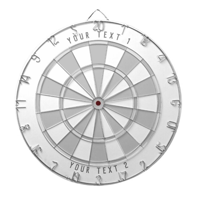 Custom Text Personalized Grayscale White & Gray Dartboard (Front)