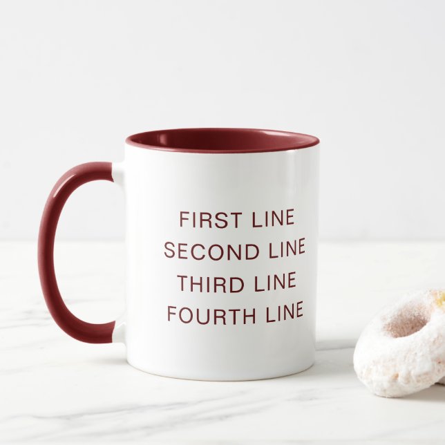 Custom Text Personalized Maroon 11 oz Combo Mug (With Donut)