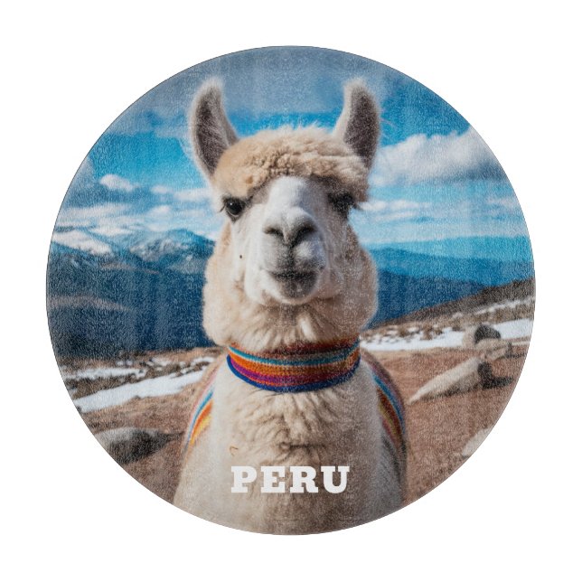 Custom Text Peru Llama Cutting Board (Front)