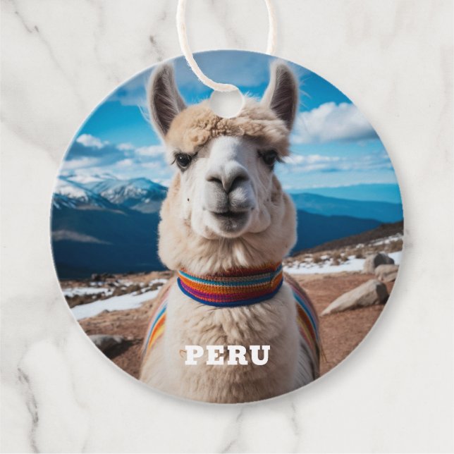 Custom Text Peru Llama Favour Tags (Front)