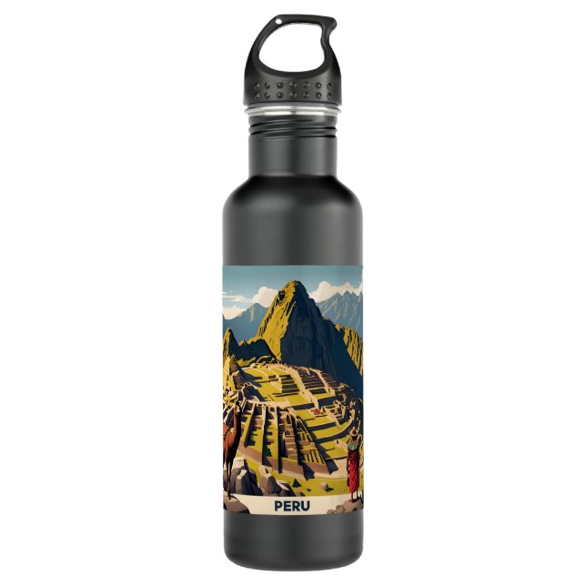Custom Text Peru Machu Picchu 710 Ml Water Bottle (Front)