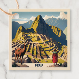 Custom Text Peru Machu Picchu Favour Tags