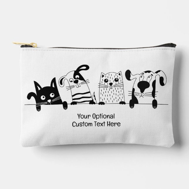 Custom Text Pets Illustration Accessory Pouch (Front)