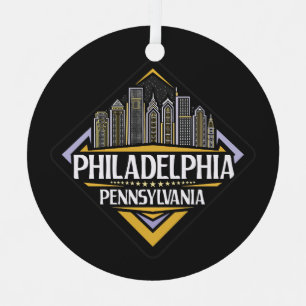 Custom Text Philadelphia Pennsylvania Metal Tree Decoration