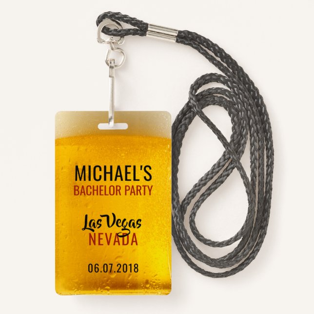 Custom Text & Photo BEER badges ID Badge (Front with Lanyard)