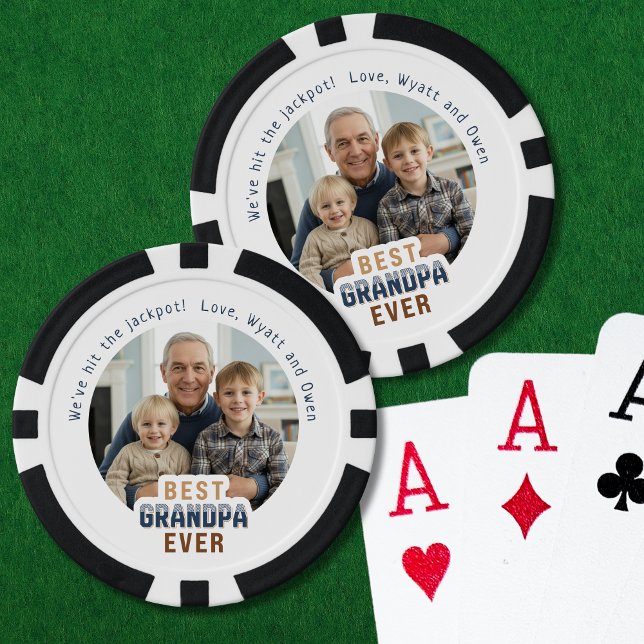 Custom Text Photo Best Grandpa Ever Poker Chips (Creator Uploaded)