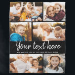 Custom Text Photo Collage Modern Family Keepsake Fleece Blanket<br><div class="desc">6 of your favourite photos with a trendy hand written script reading your custom message with your names or any other details below. Great keepsake gift for friends and family!</div>
