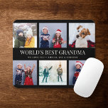 Custom Text Photo Collage WORLD'S BEST GRANDMA Mouse Mat<br><div class="desc">WORLD'S BEST GRANDMA! Modern family keepsake,  this custom text photo collage design makes a beautiful display for your favorite pictures of children,  grandchildren,  weddings,  or any other special occasion. Great gift for grandparents! 2 lines of fully customizable text.</div>