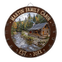 Custom Text & Photo Family Log Cabin BROWN BORDER