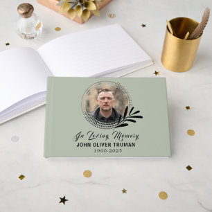 Custom Text Photo Memorial Funeral Leaves Guest Book