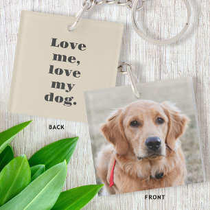 Custom Text & Photo Pet Dog Love Neutral Key Ring