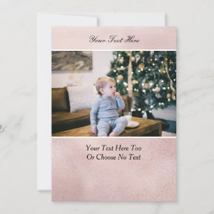 Custom Text/Photo Rose Gold Faux Pink Metallic Card