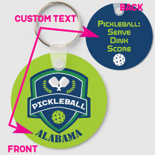 Custom text Pickleball 2-sided Key Ring